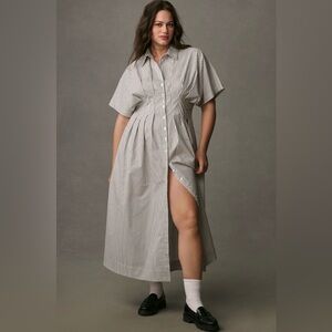 NWT Anthropologie Tobie Shirt Dress - Striped Button-Up Midi Dress